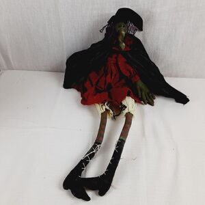 Primitive Halloween Witch Stuffed Doll Decoration Rustic Fall Decor 21" New
